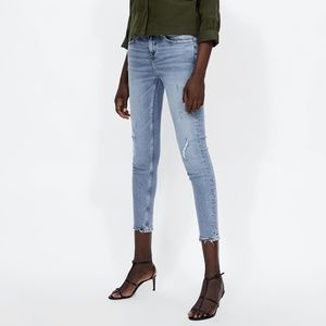 NWT Zara Size 2 Cropped Jeans with Patches